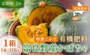 【定期便2ヵ月】秋の味覚 北海道産 カボチャ 特濃こふき 無選別 10kg×1箱 全2回｜北海道富良野市 9～10月発送 野菜 しっとり ホクホク 濃厚 甘い 濃橙果肉 黒皮カボチャ かぼちゃ こふきかぼちゃ 南瓜 料理用 煮物