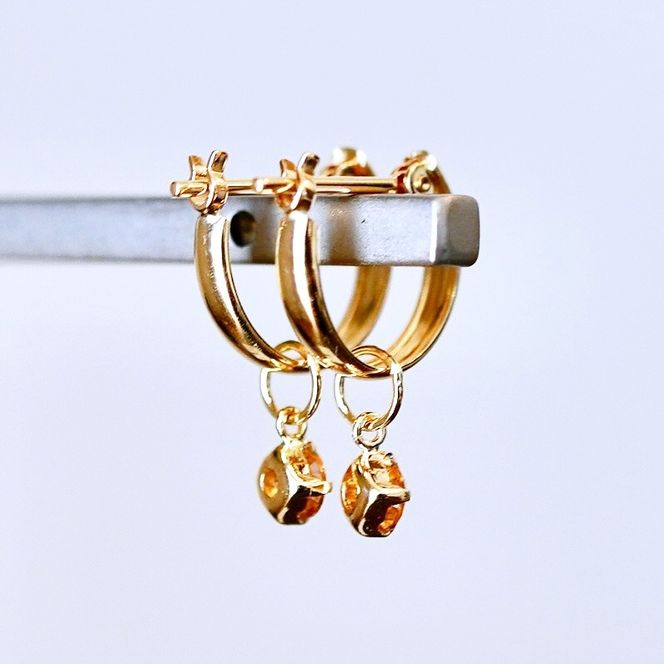 K18(18金) イエローゴールド 2WAY ピアス 地金 シトリン フープピアス(直径10mm) 保証書付 SMK-5249 SWAD099-cit