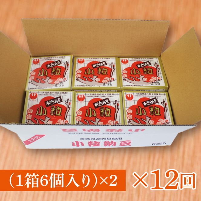 【12ヶ月定期便】水戸納豆 小粒 12個(1箱6個入り×2)｜納豆 水戸納豆 定期便 小粒 小粒納豆 茨城県 行方市(BD-5)