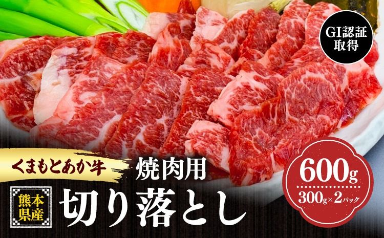 熊本県産 GI認証取得 くまもとあか牛 焼き肉用 切り落とし 600g 300g×2パック くまふる[45日以内に出荷予定(土日祝除く)]熊本県 長洲町 肉 牛肉 あか牛 赤牛 焼肉 切り落とし 熊本県産 国産---sn_fkmykkr_26_45d_17500_600g---