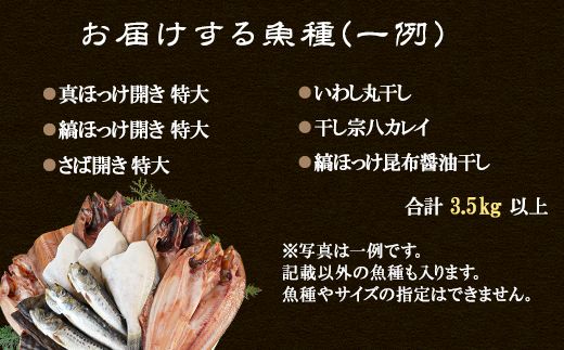 【2026年5月下旬発送】干物 おまかせ詰め合わせセット 3.5kg以上 真ホッケ 縞ホッケ サバ