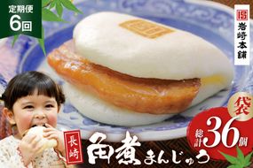 BJ004 岩崎本舗 【6回定期便】 長崎角煮まんじゅう 6個入 (袋) [長崎県 島原市]