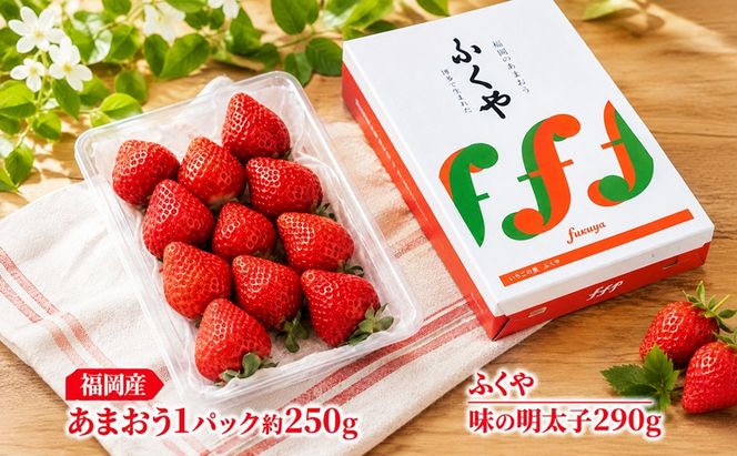 いちご あまおう 福岡産 1パック 約250g＆ふくや 味の明太子 290g 配送不可 離島 果物類 苺 イチゴ 魚貝類 