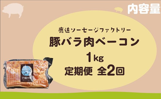 【定期2ヶ月】十勝産豚のバラ肉ベーコン 1kg×1 SKD028