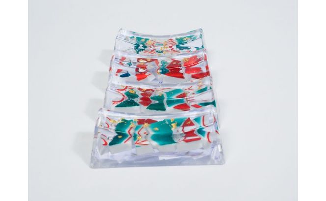 九谷焼のかけらを再生した箸置き HASHI STAND 4点セット (04 赤・緑系)