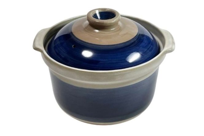 【萬古焼（ばんこやき）】5合厚釜土鍋　ルリ 内山製陶所 【土鍋 5合 鍋 なべ ナベ セラミック 直火用 電子レンジ対応 お手入れ簡単 食洗器対応 三重県 三重 四日市市 四日市 四日市市ふるさと納税 四日市ふるさと納税】