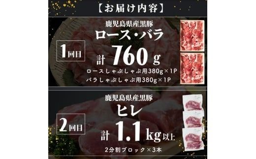 【定期便全4回】 鹿児島県産黒豚の満喫定期便(計5.1kg) t0058-004