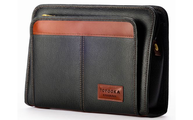 豊岡工房 ボンディング セカンドバッグ（4326）ダークグリーン / セカンドバッグ クラッチバッグ A5サイズ 収納可能 フェイクレザー ボンディング加工 ビジネス フォーマル メンズ レディース かばん カバン バッグ 鞄 国産 日本製 小田清株式会社