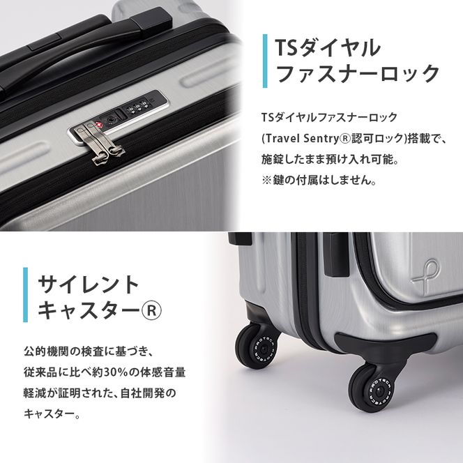 PROTeCA フレスター EX 01551 (11 シルバーヘアライン) スーツケース 国産 日本製 36/45L プロテカ キャリー バッグ 機内持ち込み キャスターストッパー フロントオープン 出張 短期旅行