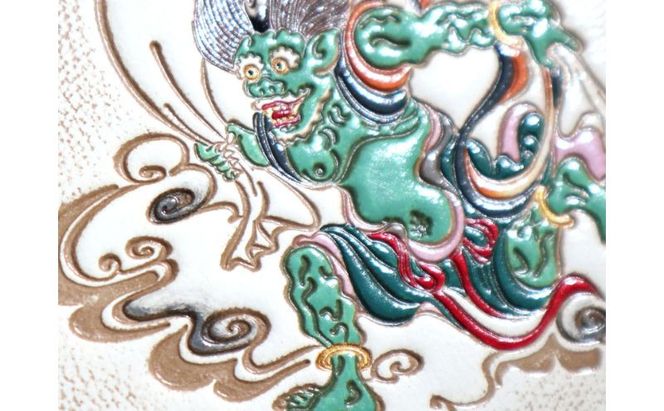 【文庫屋大関】パーソナルホルダー　風神雷神【皮革工芸品】 雑貨 日用品 ブックカバー パスポートケース 貴重品入れ マルチケース シンプル 和風 革小物 