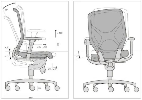 ウィルクハーンチェアー 184レンジ イン(ブラック)／肘つき・樹脂脚 ／在宅ワーク・テレワークにお勧めの椅子