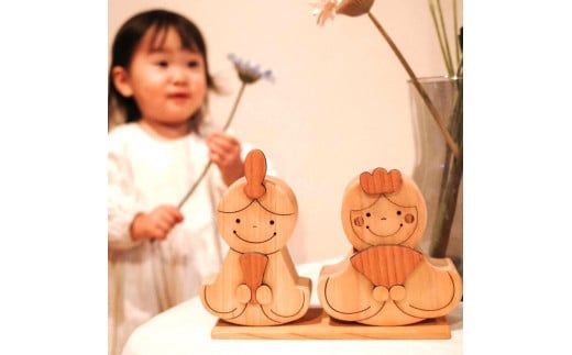 【CF-R7hbk】YKS003　山のくじら舎 かわいい雛人形 木製 人形 お雛様 ミニ サイズ おしゃれ かわいい コンパクト 女の子 ギフト 包装 ラッピング プレゼント 贈り物 贈答 出産祝い 誕生日祝い のし 熨斗対応 高知県産