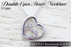 ネックレス ハート プラチナ PT900 ダイヤモンド 0.04ct ダブルハート 【f095-pt】 [オーダーメイドジュエリーメイ 山梨県 韮崎市 20745084] ペンダント レディース かわいい ネックレス 小ぶり レディース 華奢 シンプル 上品 ダイヤモンド ダイヤ