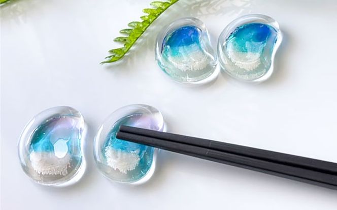 レジンアート 『海の煌き 箸置き』 アクアブルー × パープル 2個セット はしおき はし置き レジンアート 海 ハンドメイド 雑貨 おしゃれ 沖縄市 / Kays Artistry[BCAG029]