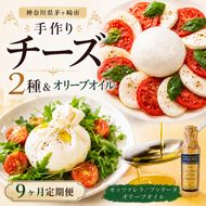 【ふるさと納税】9ヶ月定期便 フレッシュチーズ 2種 オリーブオイル セット モッツァレラ 100g 2個 ブッラータ 160g 1個 オリーブオイル 100ml チーズ おつまみ 送料無料 神奈川県 茅ヶ崎市