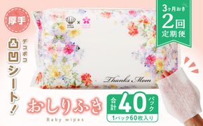 【２回定期便】おしりふき 20パック（60枚入り）厚手の凸凹シート使用！ ウエットティッシュ ウェットティッシュ ウエットシート ウェットシート [056T04-T]