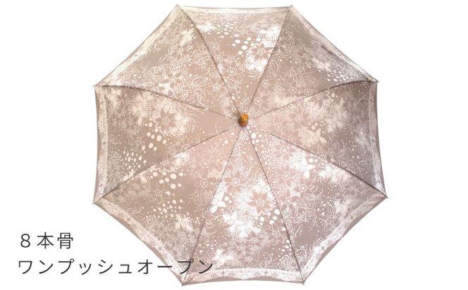 CB005　【槙田商店】晴雨兼用長傘　Kirie　ドットフラワー　モカブラウン