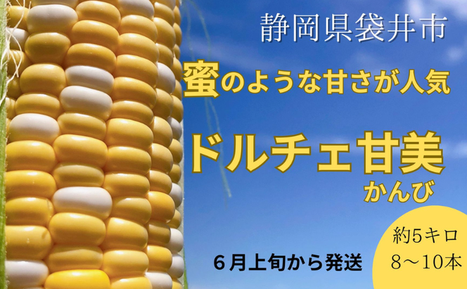【 先行予約 】リピーター続出！ とうもろこし 【 ドルチェ甘美 】約5kg 8～10本 トウモロコシ 甘い 野菜 採れたて 朝採り 農家直送 袋井市 静岡県