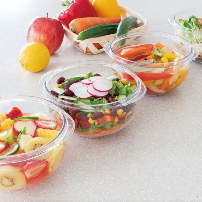 [ 真空 サラダボウル 4個 セット ] 真空ポンプ 付き 真空保存容器 アサヒ軽金属