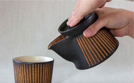 鉄釉 宝瓶急須と猪口カップ 2個セット 糸島市 / 醇窯 セット カップ [AOE010] 醇窯 高須健太郎 陶器 うつわ 器 やきもの 食器 セット
