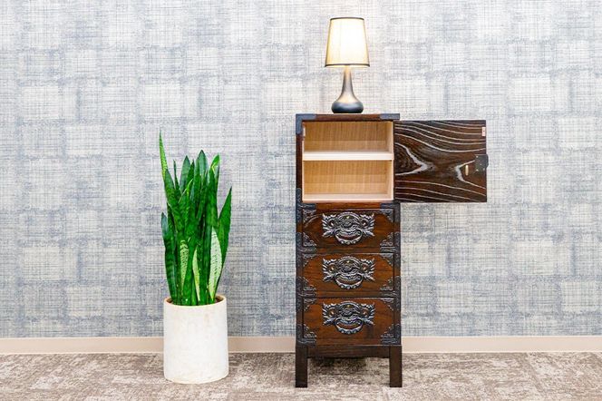 仙台箪笥 35巾脚付すきまチェスト 拭き漆塗り KC-120B （申込書返送後、1ヶ月～6ヶ月程度でお届け） 欅産業 たんす 家具 収納 インテリア [欅産業 仙台箪笥 タンス たんす 高級 工芸品 伝統]|06_kyk-720301