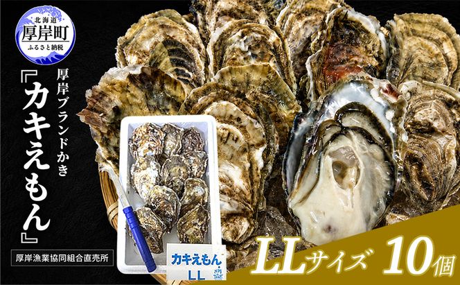 カキ 生食用 北海道 厚岸産 殻かき カキエモン LLサイズ  10個 牡蠣 魚貝類 生牡蠣 殻付き牡蠣 カキ ブランド