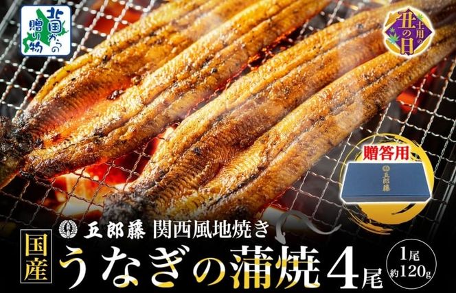 020C402-1d 【7/26土用の丑の日】五郎藤 関西風地焼き 国産有頭旨鰻 120g×4尾 計約480g 【贈答用 うなぎ ウナギ 蒲焼き 炭火】