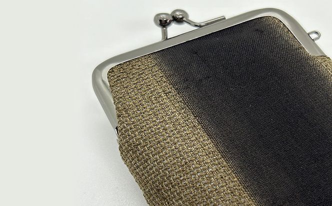 がま口ポーチS ぜんまい紬 茶系 ファッション小物 財布 ファッション 