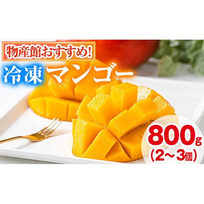 [0105933a]物産館おススメ!東串良町産 丸ごと冷凍マンゴー(計800g・2-3個入り) 果物 フルーツ 果実 デザート 国産 冷凍 ご家庭用 [東串良物産館ルピノンの里]