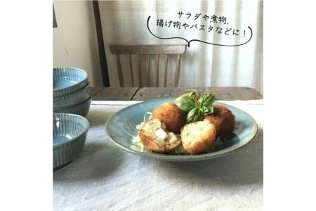 【 青磁 シリーズ 】水玉 7寸鉢 5枚 セット糸島市 / うつわと手仕事の店 研　器 陶器 食器 クラフト 手作り [ARD015]