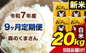 【9ヶ月定期便】新米 令和7年産 森のくまさん 白米 20kg 5kg×4袋 計9回お届け 《お申込み翌月から出荷》 お米 こめ 熊本県産 ご飯 備蓄---mk7tei_436500_20kg_mo9_ng_h---