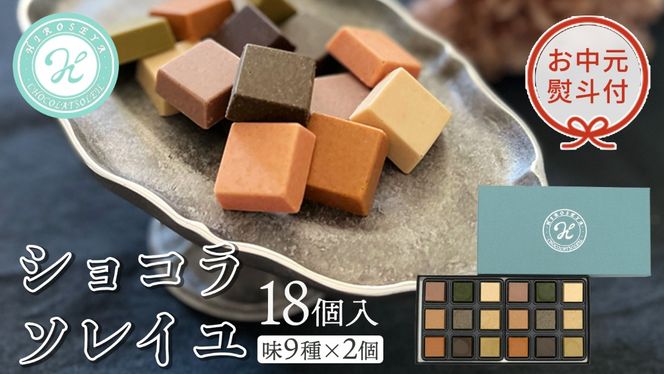 【 お中元 熨斗付 】  ショコラソレイユ 18個入（味9種×2個） チョコレート チョコ スイーツ デザート 高級 ギフト 贈り物 お礼 プレゼント 手土産 お菓子 [DJ05-NT]