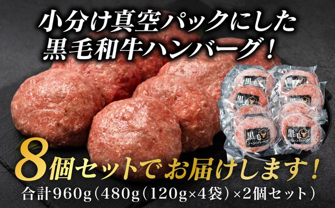 九州産 黒毛和牛ハンバーグ 960g (120g×8個)