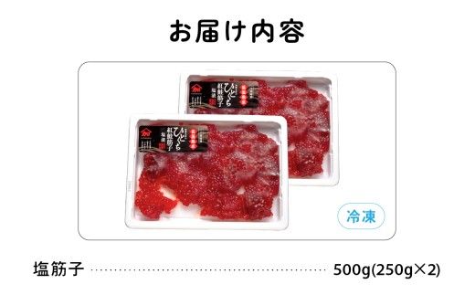 【3ヵ月定期便】訳あり 紅鮭塩筋子500g (250g×2個）ひとくちカット 全3回 R002-050
