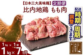 《定期便7ヶ月》 比内地鶏 もも肉 1kg（1kg×1袋）×7回 計7kg 時期選べる お届け周期調整可能 7か月 7ヵ月 7カ月 7ケ月 7キロ 国産 冷凍 鶏肉 鳥肉 とり肉 モモ肉|jaat-040607