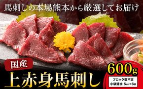 馬刺し 上赤身馬刺し 約600g 長洲501《30日以内に出荷予定(土日祝除く)》 馬刺し 馬肉 熊本県 長洲町 肉 赤身 上赤身 醤油付き 国産---sn_fankhb_30d_24_22000_600g---