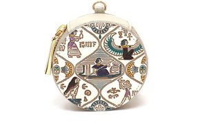 【文庫屋大関】マカロンポーチ エジプトNo.1【皮革工芸品】 ポーチ ミニポーチ 小物入れ アクセサリー入れ イヤホン入れ 収納 保管ケース 手のひらサイズ  本革 革 皮革 工芸品 工芸 雑貨 ギフト プレゼント 日本製 東京