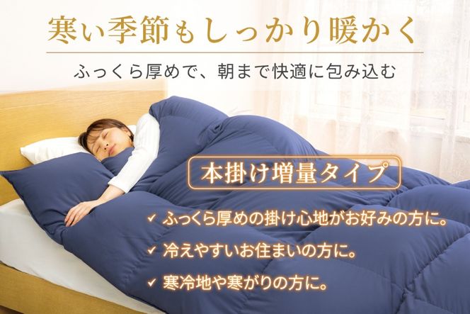 【冬用】洗える 羽毛布団 セミダブル 本掛け 増量 冬 掛け布団 ブルガリア産 ホワイトダックダウン93％ 1.4kg 400dp ネイビー 無地 羽毛 布団 羽毛ふとん 本掛け布団 5つ星 ロイヤルゴールドラベル ダウンケット 寝具 掛布団 羽毛掛け布団 コインランドリー 防汚加工 柔軟加工 防ダニ [川村羽毛 山梨県 韮崎市 20742894]
