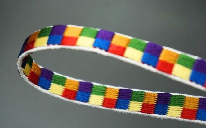 ブレスレット & キーホルダー セット 白フチ ( SSサイズ ) 伊賀 組紐 虹紐 ijyu0002-1