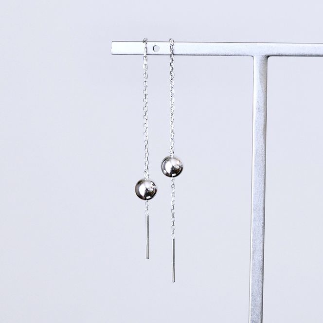 K18WG(18金) ホワイトゴールド 地金 ボール チェーン ピアス シンプル 保証書付 KO-0073 242-033-b