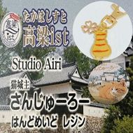 備中松山城猫城主さんじゅーろーレジンキーホルダー＆ポストカード 雑貨 小物 オス猫 セット 名物 地域 どうぶつ アニマル 猫グッズ 猫モチーフ ハンドメイド 保護猫 