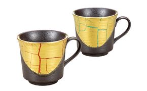 九谷焼　 ペアマグカップ　金箔彩　a04 