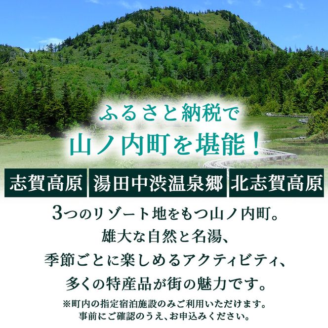 山ノ内町内宿泊補助券（24枚）1年間有効 120,000円分 旅行 宿泊券 ホテル 旅館 チケット 宿泊 補助券 志賀高原 湯田中渋温泉郷 北志賀高原 地獄谷野猿公苑  温泉 ギフト 自然 観光 長野県 信州 冬 スキー