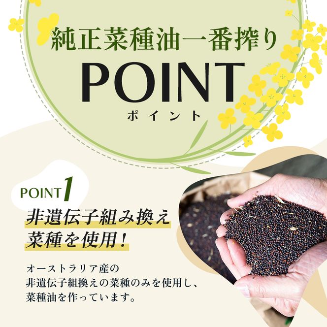 菜種油 純正 一番搾り 600g×12本 圧搾一番搾り 食用油 植物油 天ぷら 非遺伝子組み換え菜種 