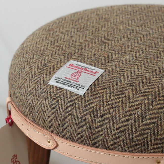 まぁるいスツール【ヘリンボーンブラウン】 子供 椅子イスキッズ HARRIS TWEED（ハリスツイード） 	Z126VC01