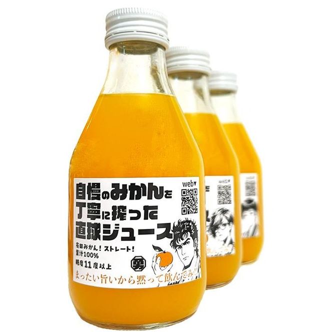 糖度11度以上 自慢のみかんを丁寧に搾った直球ジュース 180ml 3本 みかんジュース 勇希農園   EF11