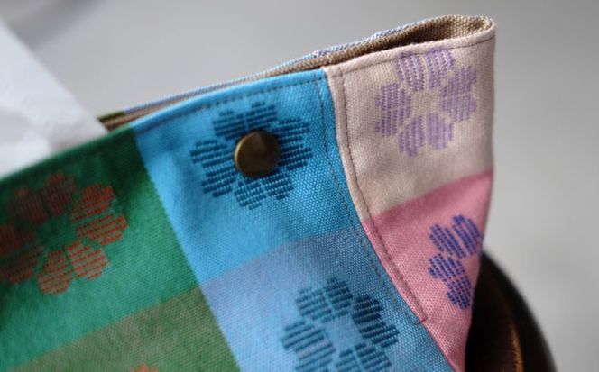 経浮花織 ティッシュケース 格子花 ティッシュカバー ティッシュボックス おしゃれ かわいい 沖縄市 / FABRIC SHOP MINAMI[BCCS004-01]