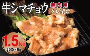 G3381 牛シマチョウ 焼肉用 タレ漬け 合計1.5kg【味付け 小分け 焼くだけ 簡単調理 BBQ 牛肉 ホルモン 250g×6袋】