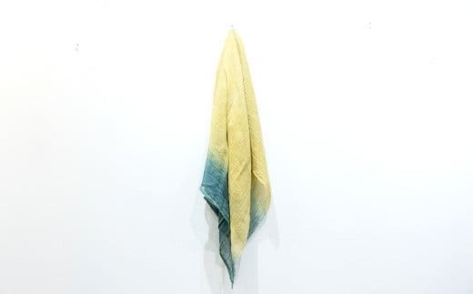石垣島の藍染工房 島藍農園 大判リネンストール（藍福黄グラデーション） KB-177-ai
