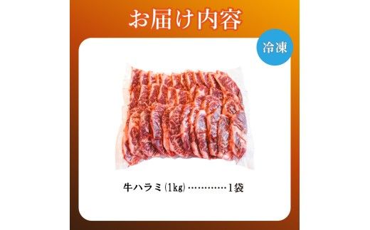 牛ハラミ 1kg×1袋 | 牛肉 ビーフ 厚切り 熟成 冷凍 大容量 焼肉 厚さ約8mm 牛 肉 お肉 精肉 スライス BBQ バーベキュー おかず おつまみ 北海道 滝川市